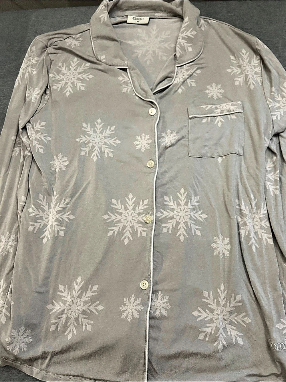 Comfrt Snowflake Pajama Set Gray Medium